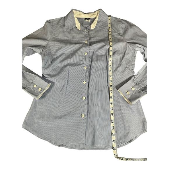 J.Crew 100% Cotton Women's Pin Stripe Button Down Kathryn Slim Fit Medium Blue - Picture 7 of 10